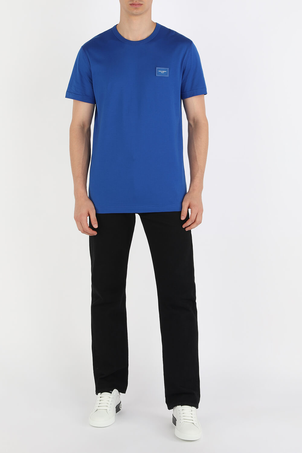 T-Shirt With With Branded Plate in Blue DOLCE & GABBANA